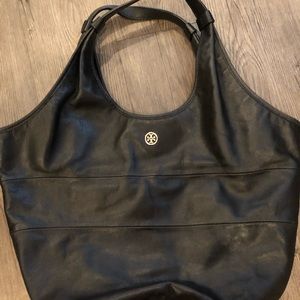 Tory Burch Large Leather Tote in Black